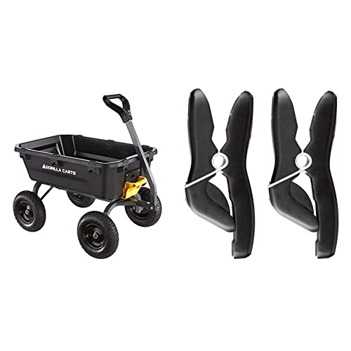 Gorilla Carts 7GCG-NF 7 Cu. Ft. Heavy-Duty Poly Garden Dump Cart with No-Flat Tires, Black (Amazon Exclusive) & Worx WA0235 Aerocart 2-Pack Universal Wheelbarrow Tool Holder