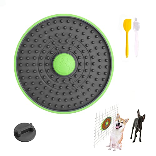 SUMHEN Crate Lick Plate for Dog, Lick Pad Crate Training Toy for Puppies,Slow Feeder for Training,Pet Food Mat for Cats (1 Pack Round Green)