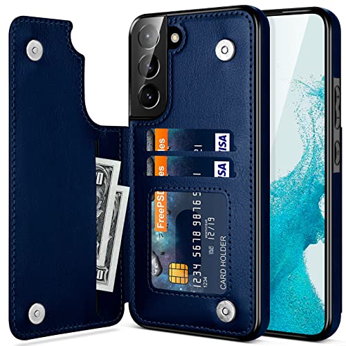 iMangoo Galaxy S22 Plus Case, for Samsung Galaxy S22 Plus Wallet Case Men Women ID Credit Card Slot Holder Cover Cash Pocket PU Leather Sleeve Double Magnetic Closure Clasp S22 Plus Flip Cases Blue
