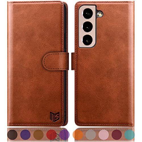 SUANPOT for Samsung Galaxy S22+/S22 Plus 5G with RFID Blocking Leather Wallet case Credit Card Holder,Flip Folio Book Phone case Shockproof Cover Women Men for Samsung S22Plus case Wallet Light Brown
