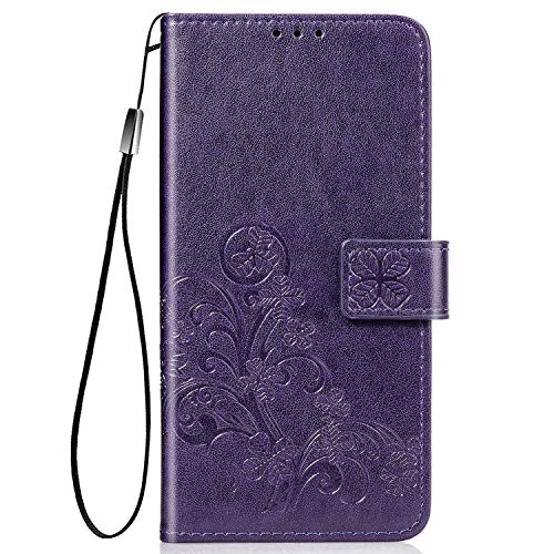 XNXCEVI Galaxy S22 Plus 5G Wallet Case, [Flower Embossed] Premium PU Leather Flip Protective Case Cover with Card Holder and Stand for Samsung Galaxy S22 Plus 6.6" (Purple)