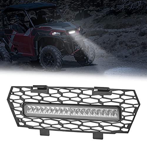 Kemimoto LED Grill Light Front Grille Mesh Compatible with Polaris General 1000 / 4 1000 2016 2017 2018 2019 2020 2021 2022 2023 Grille Mesh with LED Light Bar