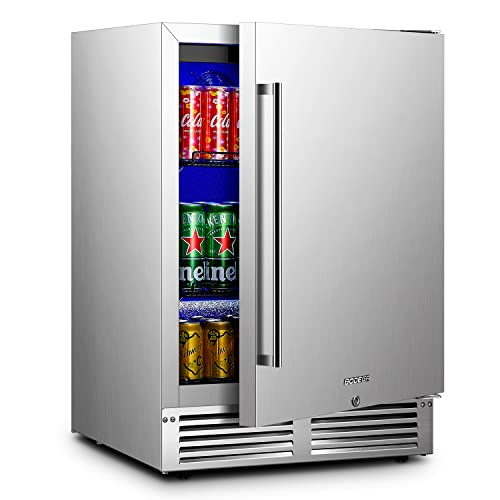 BODEGA Outdoor Beverage Refrigerator, 164 Can Built-In or Freestanding 24 Inch Outdoor Fridge with Stainless Steel Door - For Home Bar Office Commercial Outdoor Indoor