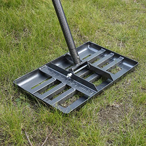 SANDEGOO Lawn Leveling Rake | Levelawn Tool | Level Soil or Dirt Ground Surfaces Easily | 18 x 10 Ground Plate | rakes for lawns Heavy Duty 72 Extra Long Handle | Extracted Iron Metal Black