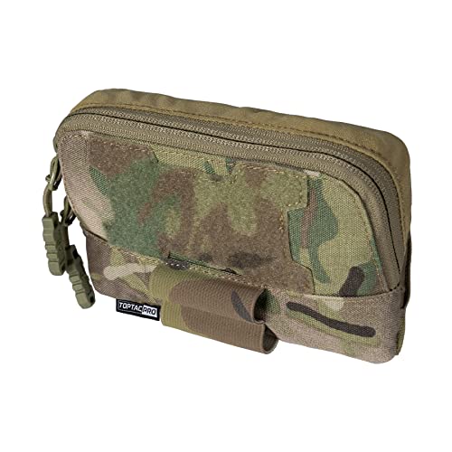 TOPTACPRO Tactical MOLLE Admin Panel Pouch Small Chest Pouch for Tactical Vest JPC2.0 AVS CPC MOLLE System Gun Belt (A:Multi-camo)