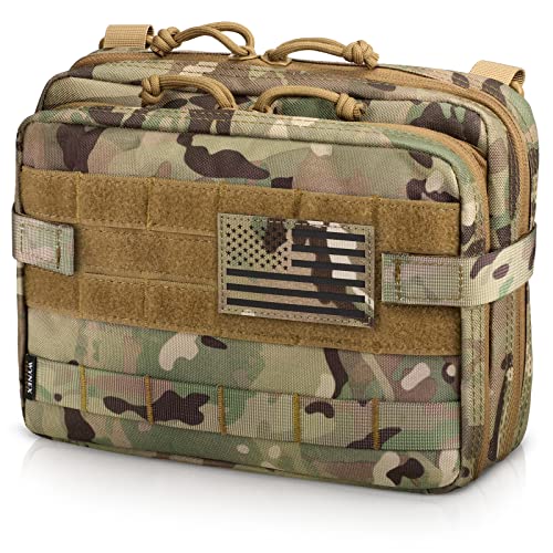 WYNEX Tactical Large Admin Pouch of Double Layer Design, Molle EDC EMT Utility Pouch with Map Sleeve Modular Tool Pouch Large Capacity Flag Patch Included-9.5 inch L * 7.5 inch H * 3.2 inch W.