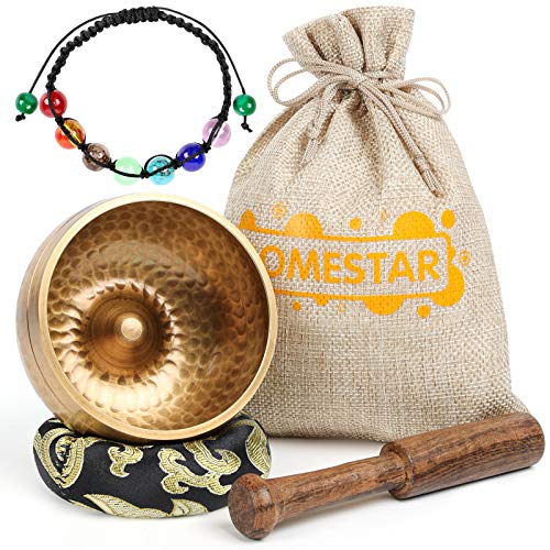 DomeStar Tibetan Singing Bowl Set, Sound Bowl Meditation Bowl Cushion for Meditate Yoga Chakra Healing Relaxation