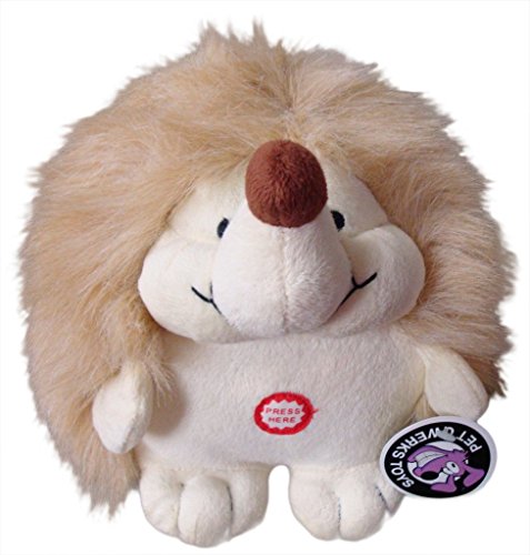 Pet Qwerks Plush Interactive Dog Toys - Chattering Hedgehog - 4.5 in, All Breed Sizes