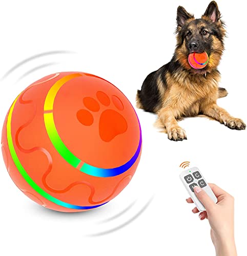 CUXMUX Remote Control Dog Ball, Automatic Active Rolling Ball for Dogs, Self Moving Interactive Dog Toys, Peppy Pet Ball for Dogs (Orange)