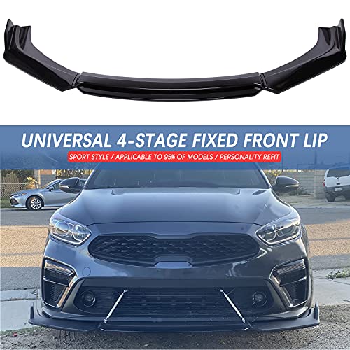 Universal Car Front Bumper Lip Body Kit Chin Spoiler Splitter Compatible with Nissan Sentra AcuraTLX Civic Subaru WRX Splitter Trim Protection Spoiler Air Dam (Black-Black)