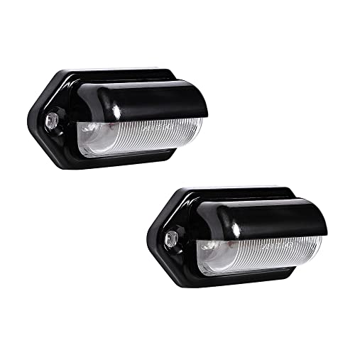 2pc Trailer LED License Plate Lights [DOT FMVSS 108] [SAE L] [Black-Finish] [Surface Mount] [Waterproof] [12V DC] Courtesy Step License Plate Tag Light for UTV ATV Trailer Truck RV Boat