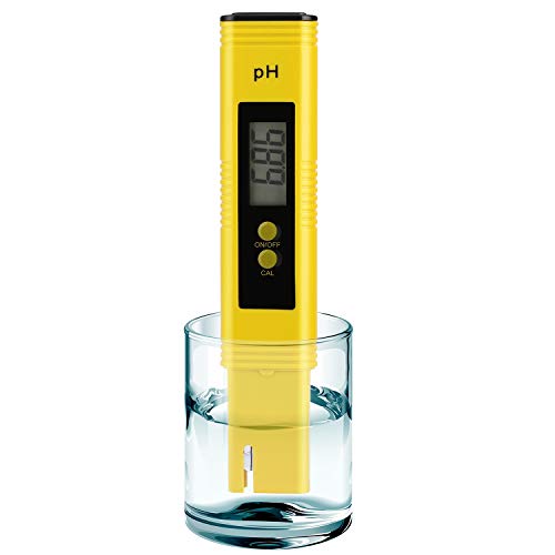 PH Meter for Water Hydroponics Digital PH Tester Pen 0.01 High Accuracy Pocket Size with 0-14 PH Measurement Range for Household Drinking, Pool and Aquarium (Yellow)