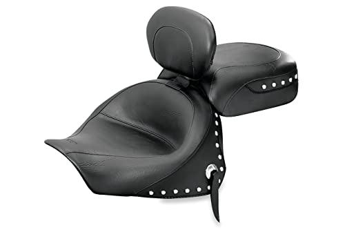 Mustang Motorcycle Seats Two-Piece Studded Seat with Driver Backrest Fits Kawasaki Cruisers