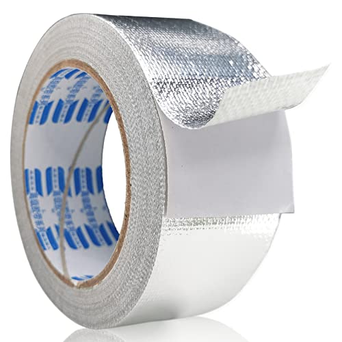 1PCS Premium Aluminum Tape, Silver Fiberglass Foil Tapes, High Temperature Adhesive Insulation Tape, Thermal Duct Tape for Ductwork, Dryer Vents HVAC Pipe Sealing (2" x65FT,5.9mil)