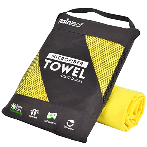 Rainleaf Microfiber Towel,Yellow,20 X 40 Inches