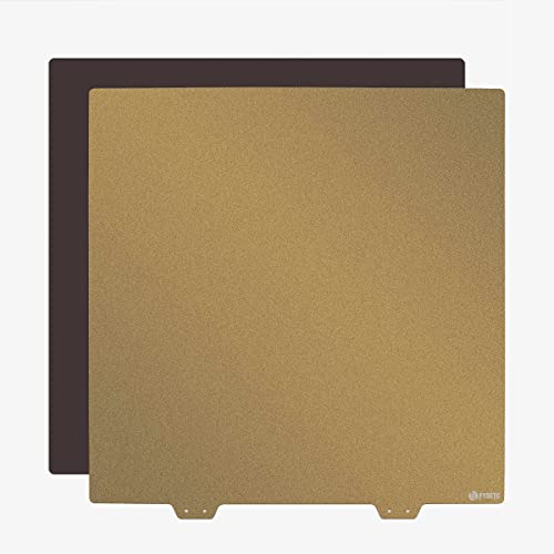 FYSETC 3D Printing Build Surface CR10 S5 Flexible Spring Steel Sheet 510x510mm/20x20in Double Sided Textured Pei Powder Coated Gold Build Plate with Sticker Base Compatible with CR10 S5