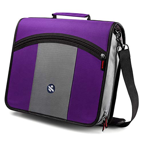 Kinbashi 3-Inch 3 Round Rings Zipper Binder, Expanding Files, Handle and Shoulder Strap Included, Purple