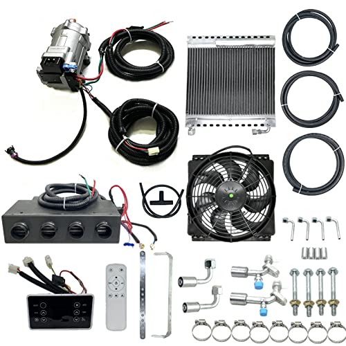 NEKPOKKA 24V DC air conditioning kit, car AC hot and cold dual use, suitable for RV, truck, farm car, van, excavator, bus, car, pickup, etc. Parking air conditioning/PTC heating (24V cold/hot)