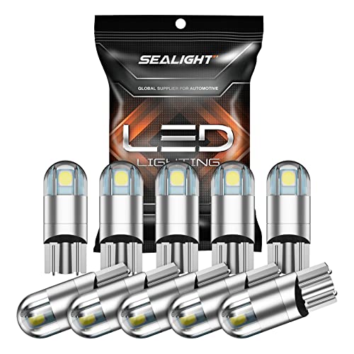 SEALIGHT 194 LED Bulbs 6000K White, 168 2825 T10 W5W 3030 Bright LED Chips, Dome Light, Map Light, Door Light, Courtesy Light, License Plate Light, Pack of 10