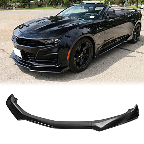 FREEMOTOR802 Compatible with 2016-2023 Chevrolet Camaro Front Bumper Lip, 1LE Style Gloss Black ABS Plastic Front Air Dam Chin Bodykit Underbody Lip Spoiler Splitter