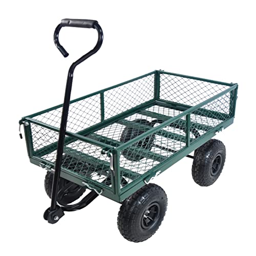 Wagon with Removable Sides Can be Used in Farms, Warehouses, etc.l Garden Dump cart- A Must-Have for Your Dream Garden Garden Essential- Dump cart for Easy Hauling of Lawn and Garden Debris (Green)