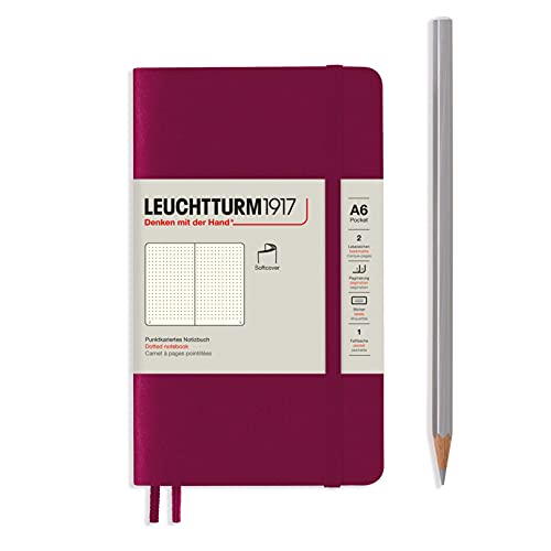 LEUCHTTURM1917 - Pocket A6 Dotted Softcover Notebook (Port Red) - 123 Numbered Pages