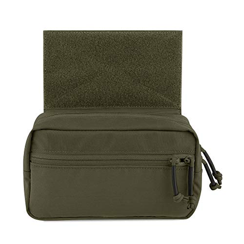 KRYDEX Tactical Drop Pouch Sub Abdominal Carrying Kit Bag Tactical Fanny Pack with Hook and Loop Panel for Tactical Vest Chest Rig (Ranger Green)