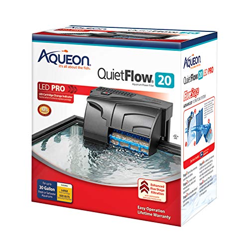 Aqueon QuietFlow 20 LED PRO Aquarium Fish Tank Power Filter For Up To 30 Gallon Aquariums