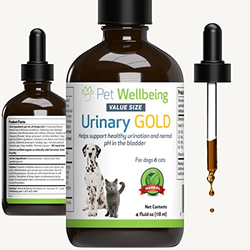 Pet Wellbeing Urinary Gold for Dogs & Cats - Vet-Formulated - Urinary Tract Health, UTI & Bladder Infection, Normal Urine pH - Natural Herbal Supplement 4 oz (118 ml)
