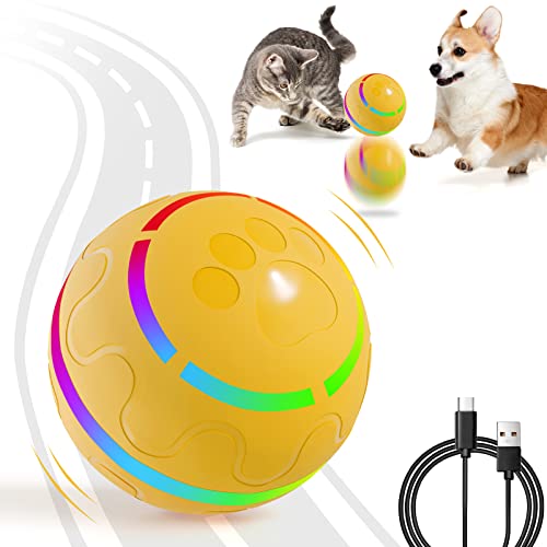 2023 NewestInteractive Dog Toy Ball with LED Flash Light, Rechargeable Wicked Ball Made of Durable Safe TPU, Motion Activated Rolling Ball Toys for Dogs/Cats with 2 Work Modes(No Remote Control)