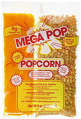 Gold Medal Mega Pop Popcorn Kit 8 oz produce "Butter like Flavored Popcorn" OU Kosher (12)