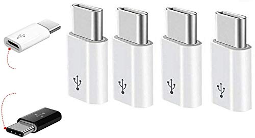 Micro USB to USB C Adapter, USB Type C Adapter Convert Connector with Resistor, Fast Charging for Samsung Galaxy S10 S9 S8 Plus Note 9 8, MacBook, LG V30 G5 G6, Moto Z2 Play (White)