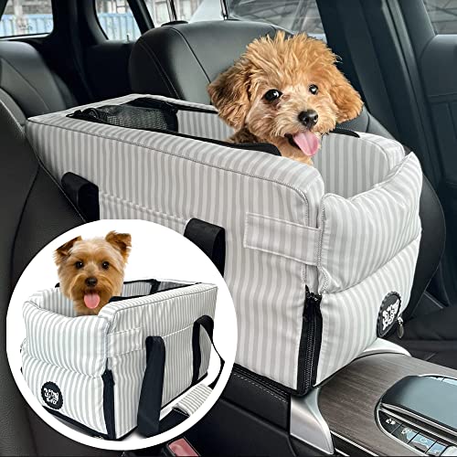 B-FLY Dog Car Seats for Small Dogs - Console Dog Car Seat - Travel Bags for Dogs and Cats Portable - Booster Car Seat Washable - Car Armrest Included Safety Tethers Perfect Car Seat for Pets