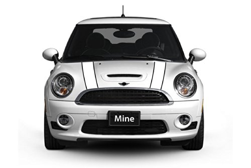 The Pixel Hut gs00061 White with Black Border Hood Stripes for MINI Cooper and S R56 (2007-2013)