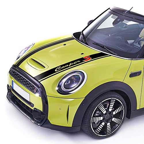 Car Hood Stripes Bonnet Decals and Stickers for Mini Cooper S F55 F56 Hatchback - Gloss Black