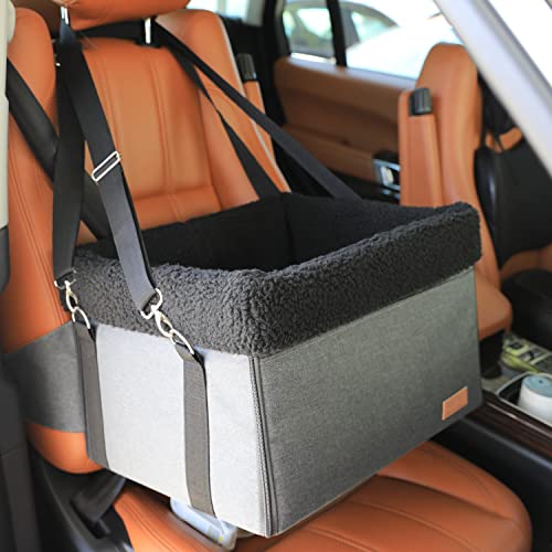 Apollo Walker Dog Car Seats Dog Booster Seat with Removable Fleece Liner Foldable Design for Small Pets (Grey)