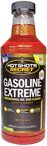Hot Shot's Secret Gasoline Extreme 32 Oz  Concentrated One Tank Cleaner  Powerful Synthetic Formula  Fuel System Cleaner  Lubricates Fuel System Components  Increases Fuel Economy