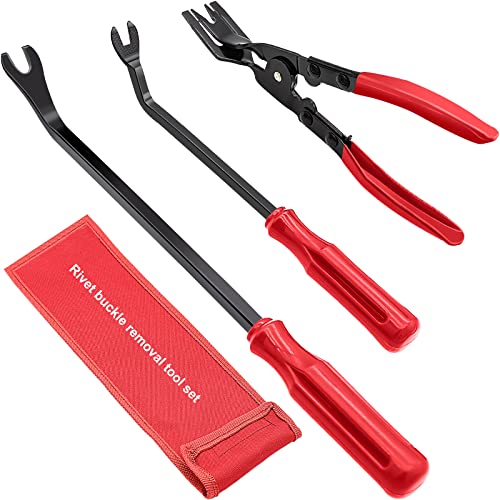 AXELECT 3 Pcs Clip Remover Tool, Clip Pliers Set Fastener Removal Tool, Auto Trim Removal Tool Kit Pry Tool Set Car Door Panel Dashboard Repair Kit