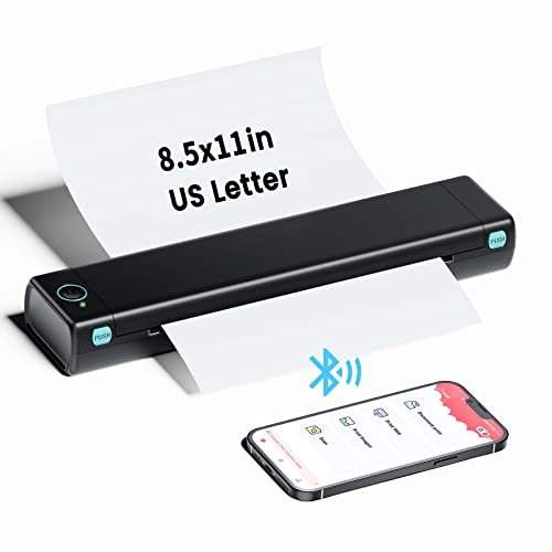 COLORWING Portable Printers Wireless for Travel Bluetooth Mobile Printer for Phone, Inkless Compact Printer for Laptop, Support 8.5" X 11" US Letter Size Thermal Paper (M08F-Letter)