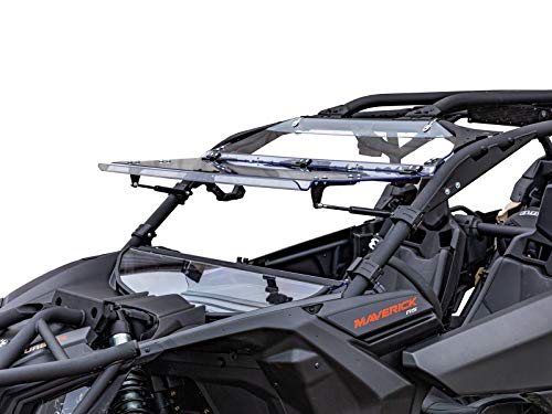 SuperATV Scratch Resistant Flip Windshield for Can-Am Maverick X3 (See Fitment) | 1/4" Thick Polycarbonate that is 250x Stronger than Glass | USA Made