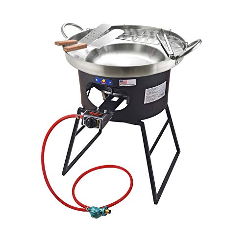 ARC, 23" Heavy Duty Stainless Steel Concave Comal Set with 26,000BTU Propane Burner Stove and Burner Stand, Discada Disc Cooker, Great for Backyard and Outdoor Cooking