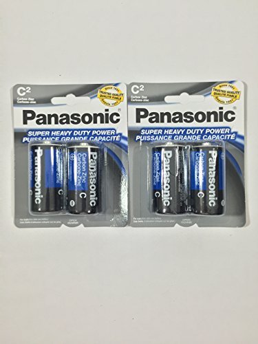 4Pc Size C Panasonic Batteries Super Heavy Duty Power Zinc Carbon