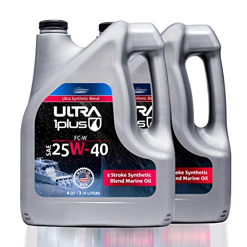 Ultra1Plus SAE 25W-40 Premium 4-Stroke Synthetic Blend Marine NMMA FC-W | 2 Gallon (8 Quarts)