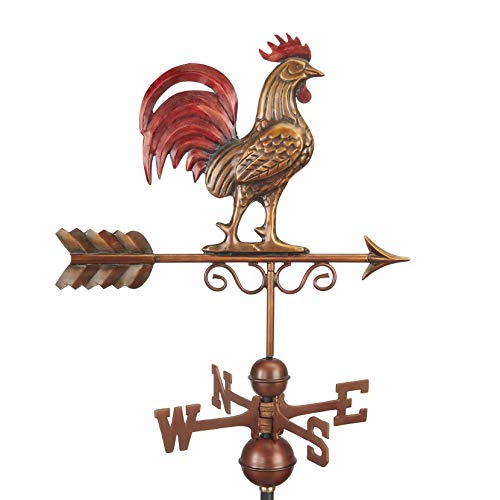Good Directions 1975RED Bantam Red Rooster Weathervane, Pure Copper Hand Finished Multi-Color Patina