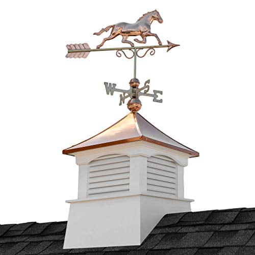 26" Square Coventry Vinyl Cupola with Horse Weathervane by Good Directions