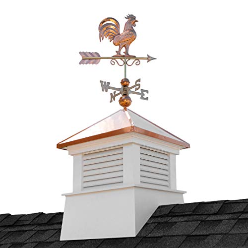 26" Square Manchester Vinyl Cupola with Rooster Weathervane by Good Directions