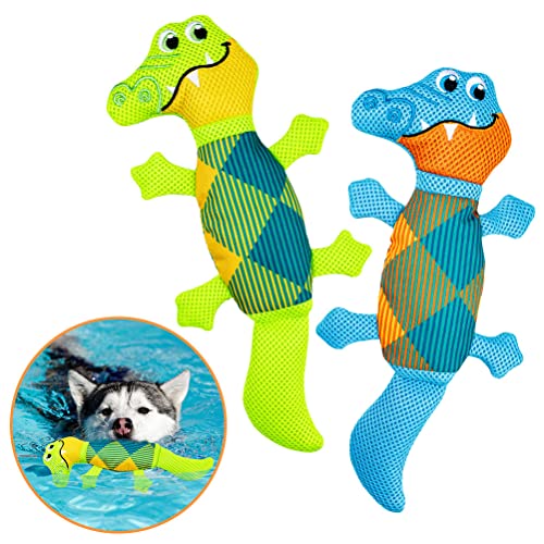 EXPAWLORER Dog Floating Toys Squeaky Toys - 2 Packs Dog Water Toys for Pool, Durable Oxford Fabric Dog Chew Toy Summer Outdoor Interactive Play, for Small Medium Dogs