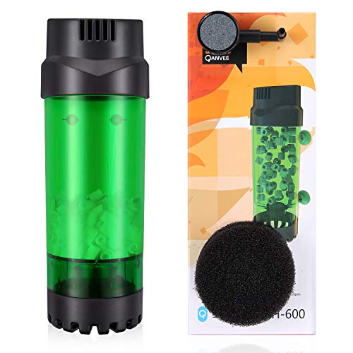 QANVEE Fluidized Moving Bed Filter Bubble Bio Media Reactor for Aquarium Fish Tank with Air Stone and Sponge Filter (LH-600)