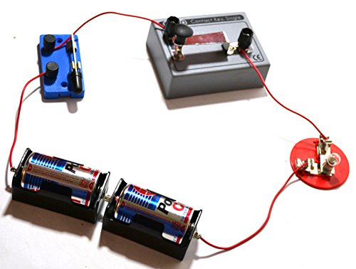 Morse Code Circuits Kit - Explore Electrical Circuits & Morse Code - Build Basic, Parallel & Series Circuits - Includes Contact Key, Batteries, Wire, Bulbs, Knife Switch & Holders - Eisco Labs