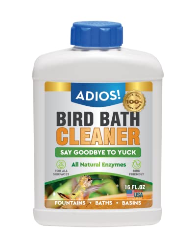 ADIOS! Bird Bath Cleaner for Outdoor Fountains and Bowls, Safely Cleans Metal, Glass and Stone (16oz)